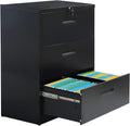 Black 3 Drawer Metal Lateral File Cabinet R30163