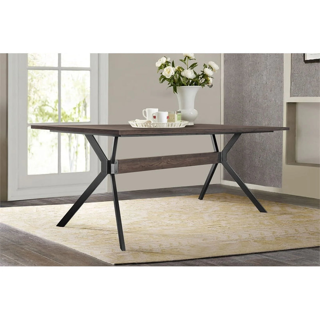 Rustic Oak Wood Trestle Base Dining Table D30692