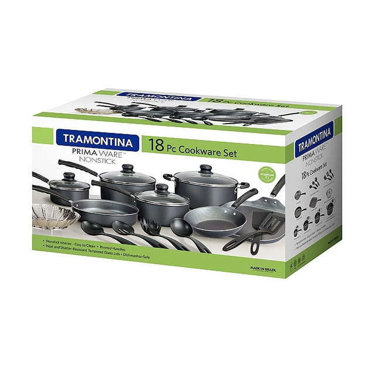 18 Piece Non-stick Steel Gray Cookware Set J5672