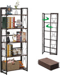 5 Shelf Folding Bookshelf with Metal Frame, Brown E93253