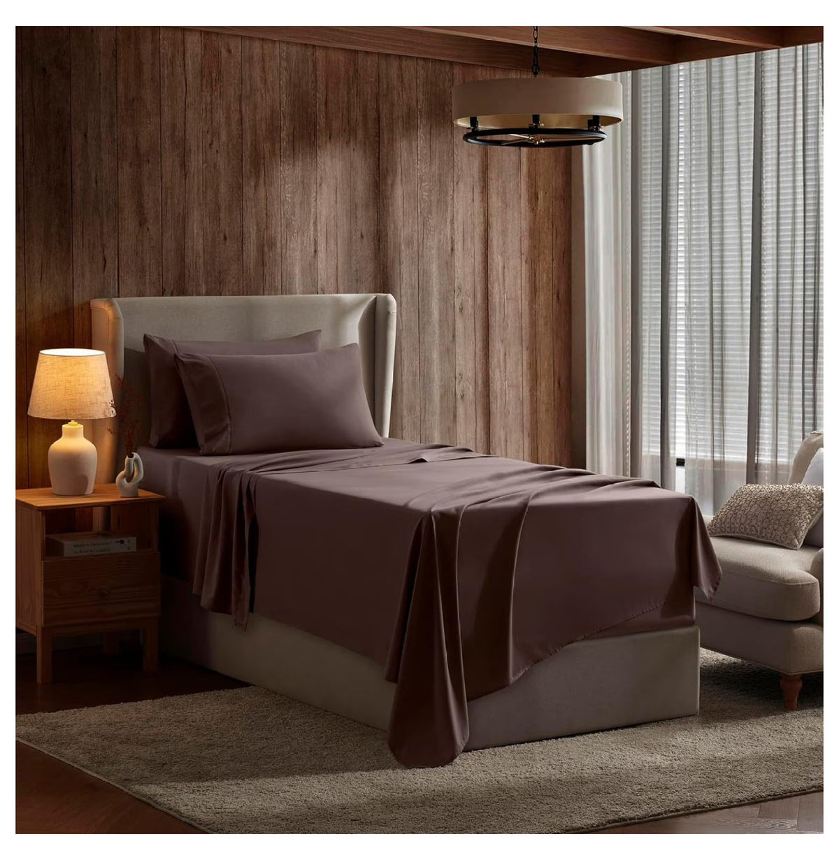 Chocolate Brown 3 Piece Twin Bed Sheets Set N491198