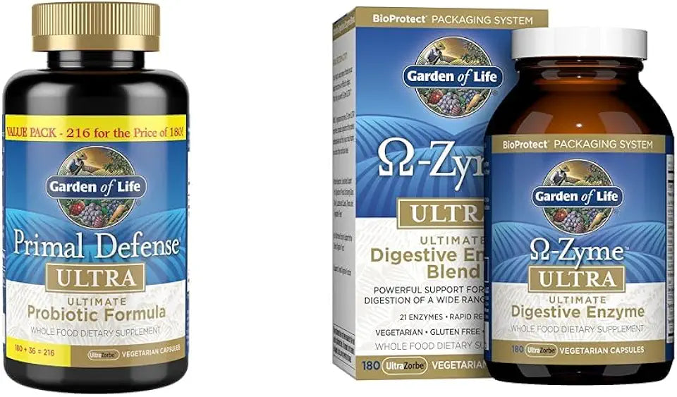Probiotic & Digestive Enzyme Supplement Bundle 216 Capsules & 180 Capsules Z582