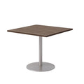 Square Pedestal Table with Teak Top and Silver Base T1931