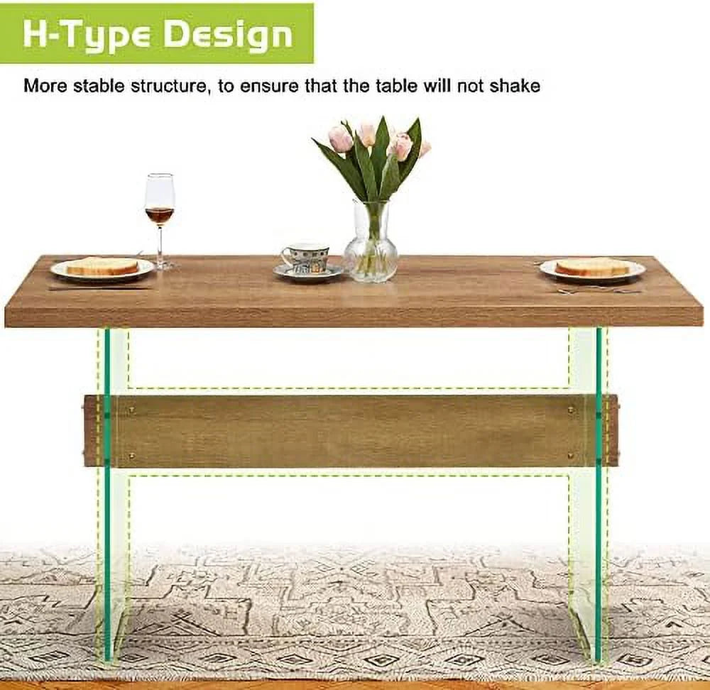 White High Glossy 55 inches Rectangular Dining Table D724896