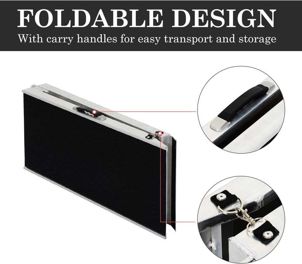 72" Portable Bi-Fold Pet Ramp with Safety Lock and Carry Handle W1962