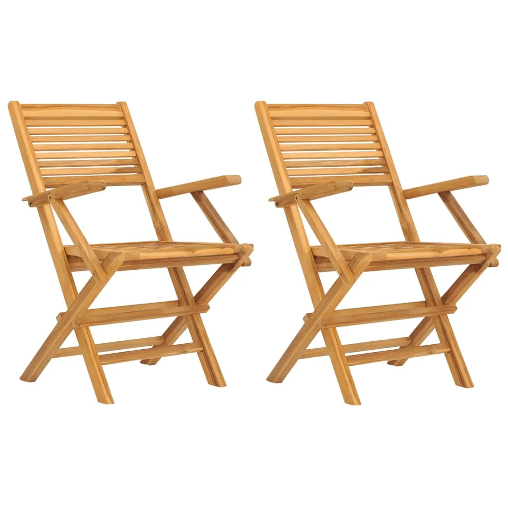 Solid Wood Teak Folding Patio Chairs, Pack of 2 L8578
