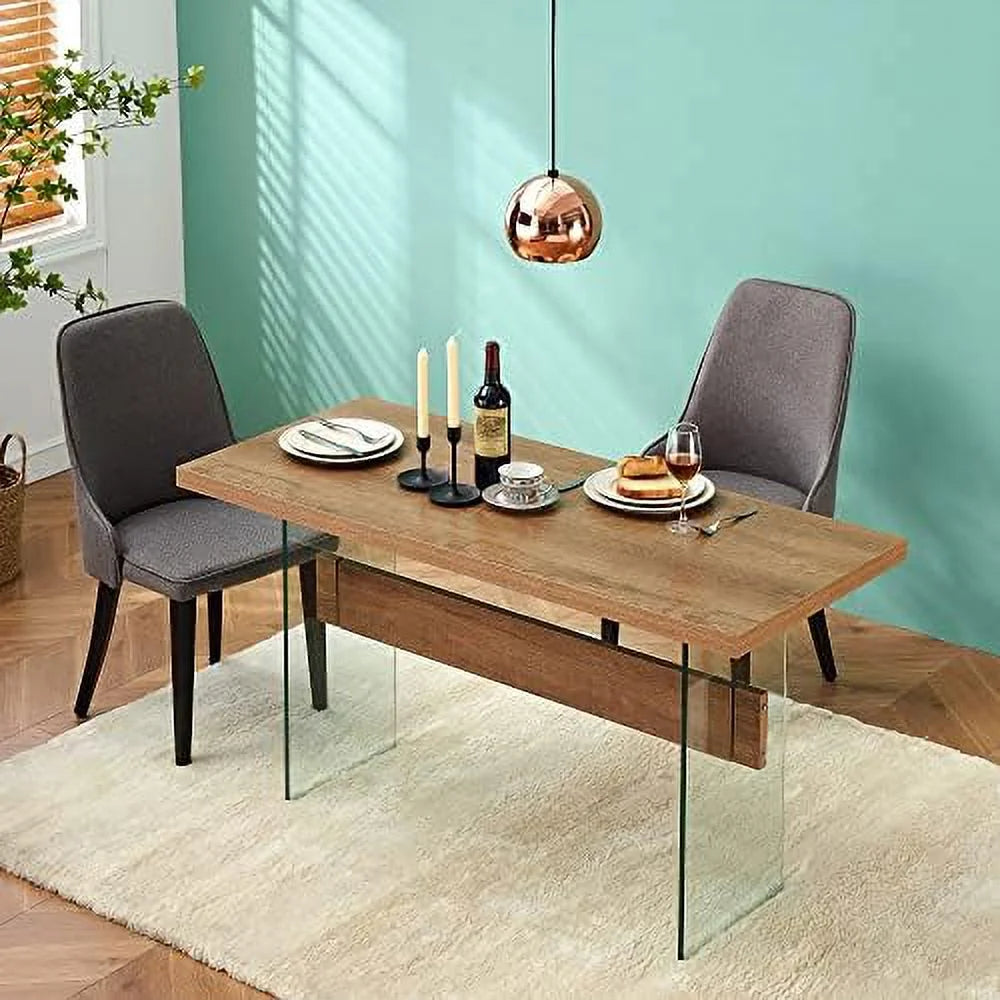 White High Glossy 55 inches Rectangular Dining Table D724896