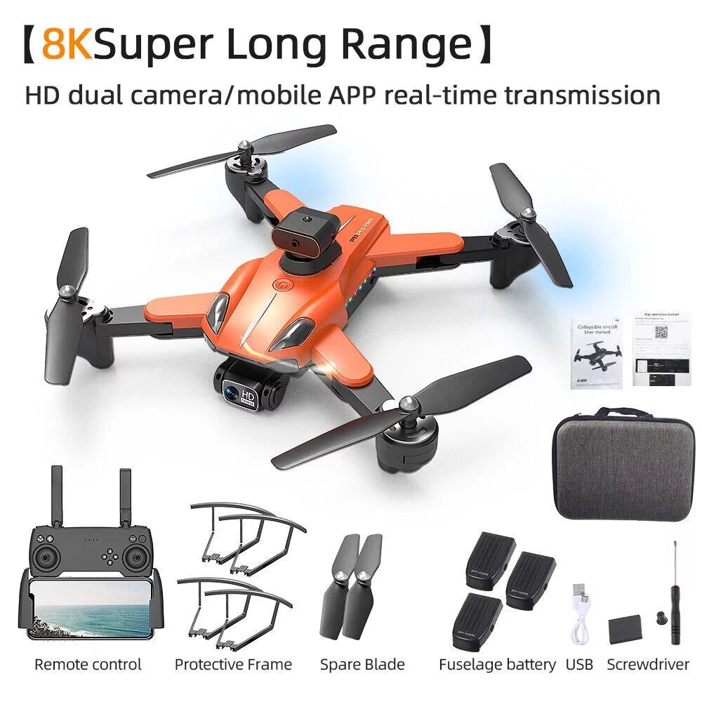 Orange Foldable 8K Dual Camera Drone C46195